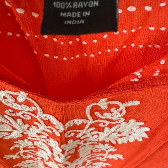 Karen Kane Orange Embroidered Peasant Top XS - Picture 5 of 5